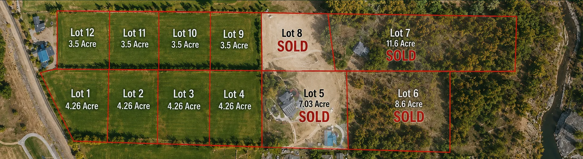 Plat of Oakley Estates: Lots 9 to 12, 3.5 acres each